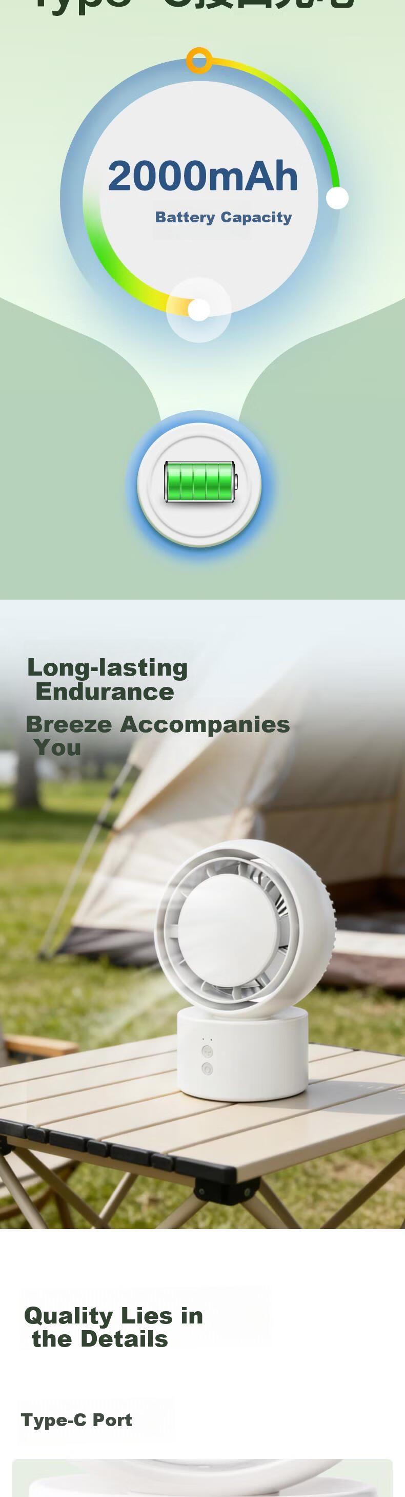 Deli USB Mini Fan Office Desktop Fan Student Dorm Bed Car Outdoor Baby Stroller Clip Small Table Fan Cooling White LK221 4