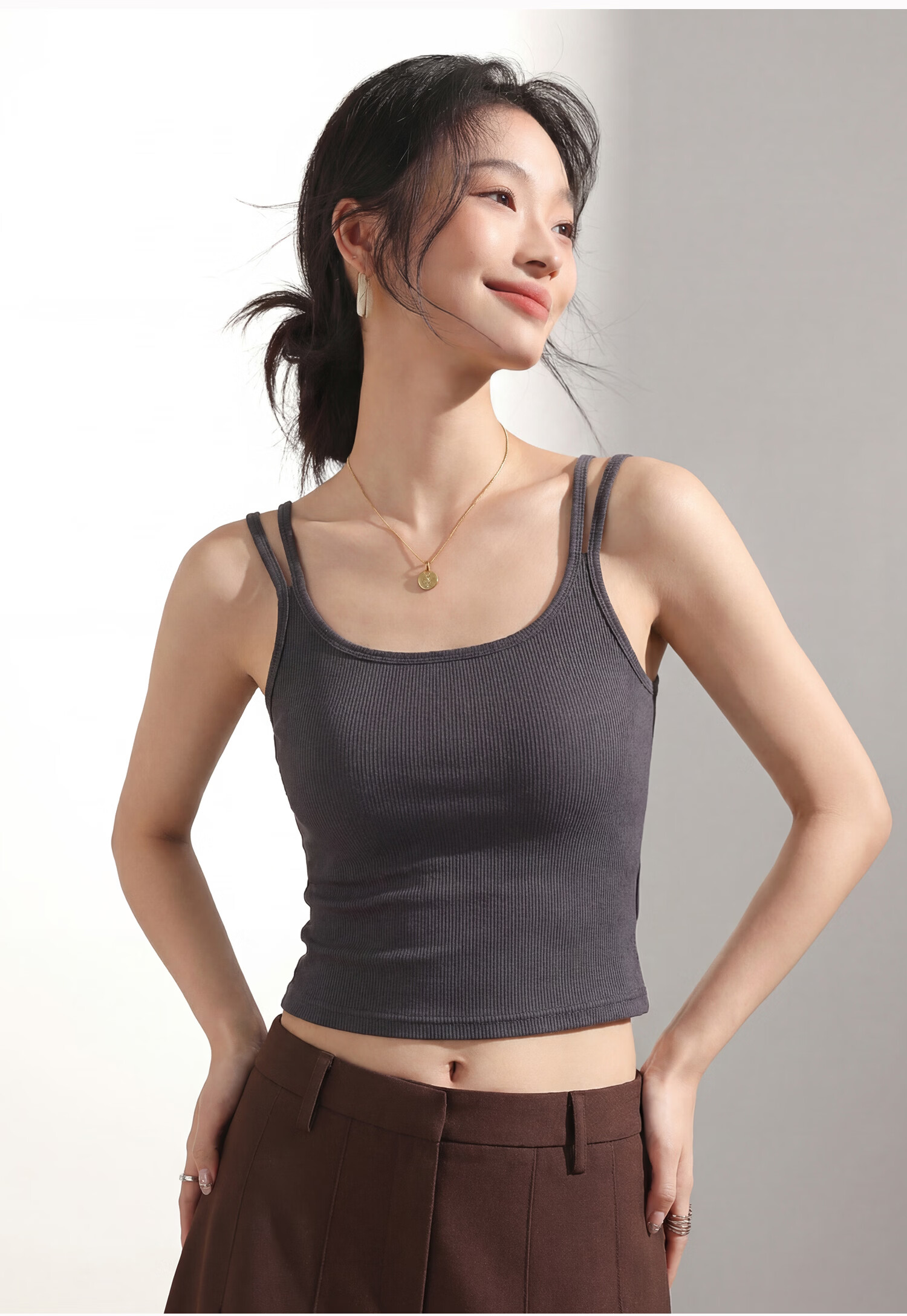 Miiow Women's Summer White Padded Camisole Vest 2026 New Stylish Back Double Shoulder Straps 31