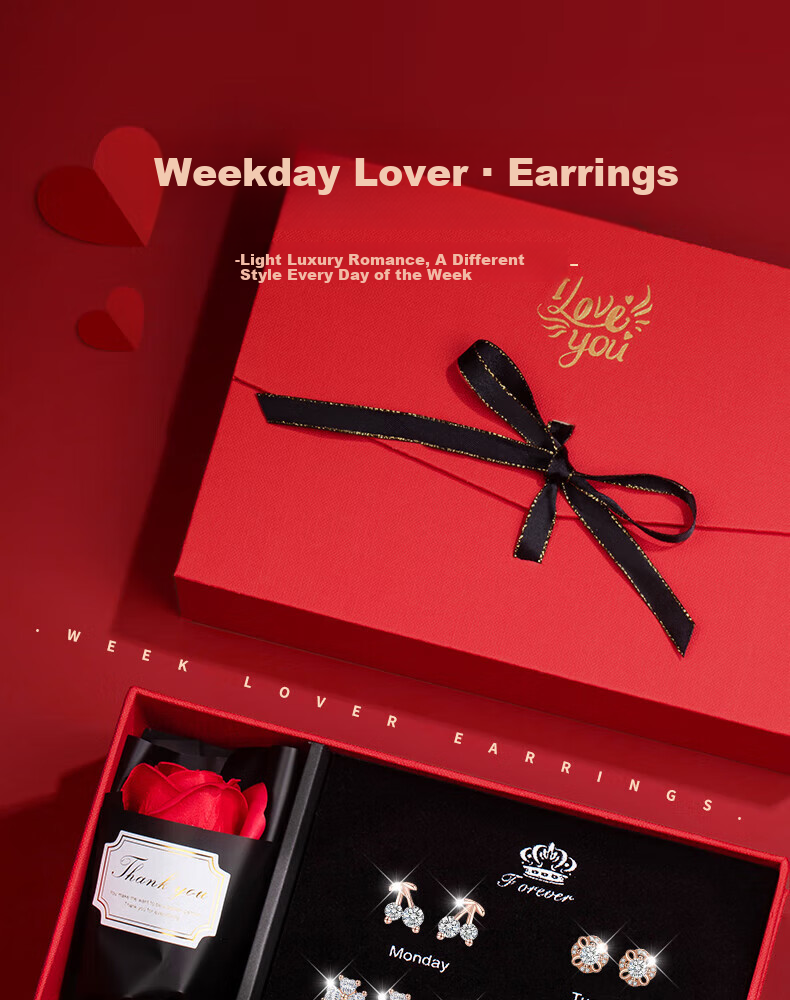 Qijun Light Luxury Weekly Stud Earrings for Women Elegant Commuter Earrings Set 520 Gift for Girlfriend Wife 1