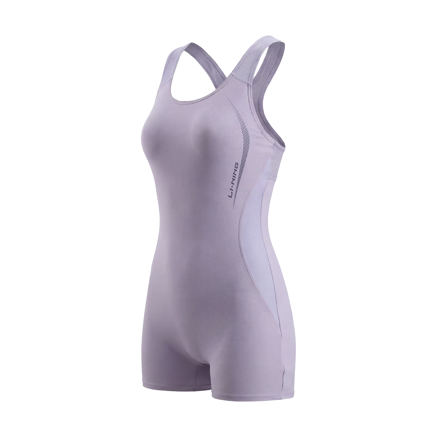 LI-NING Women's Professional Training One-Piece Square Leg Swimsuit Fashion Plus Size Swimwear 1785 Purple XL