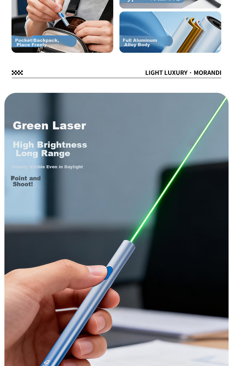 Dexu Green Laser Pointer LED LCD Outdoor Infrared Desert Astronomy Star Pointer Real Estate Teaching Driving Construction Business Tour Cat Teaser Rechargeable Laser Indicator Light 3