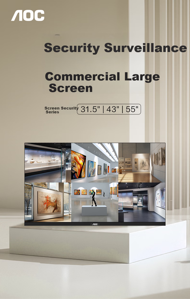 AOC 31.5-inch 1080P HD Surveillance Monitor for Security Guard, Factory, School, Hospital, Restaurant, Warehouse - Pure Display Security Monitor 32J3-Q+ Wall Mount Bracket 1