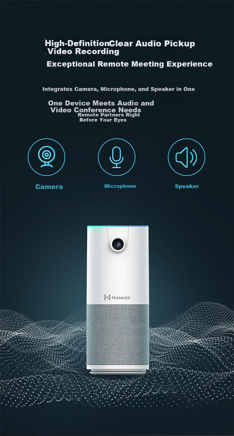 Hamedal C20 All-in-One Audio and Video Conference Camera with Omnidirectional Microphone, HD Wide-Angle Office Meeting Pickup Speaker, Amplified Microphone Speaker System Device 4