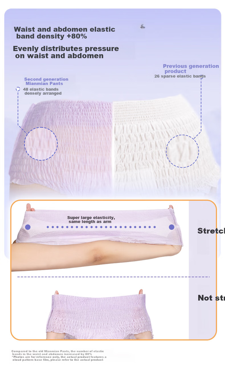 Beishute Soft Night Use Cotton-like Panty Sanitary Pads Sleep Pants L-XL Size 30 Pieces 5 Pads * 6 Packs Leak-proof 6