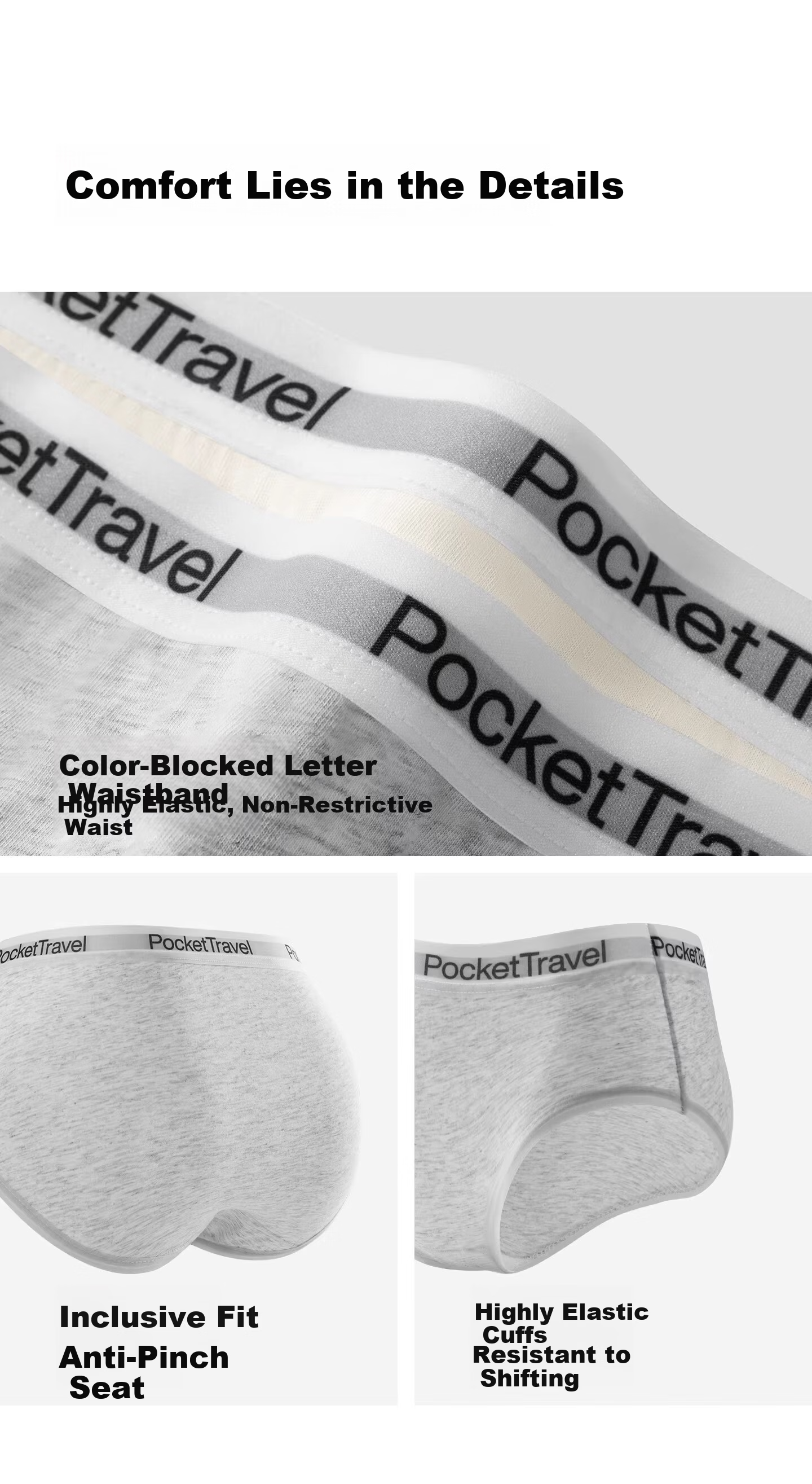 Pocket Travel Disposable Underwear for Teen Boys and Girls, Cotton, Women's and Youth, 5-Pack, Size L (100-130 lbs) 5