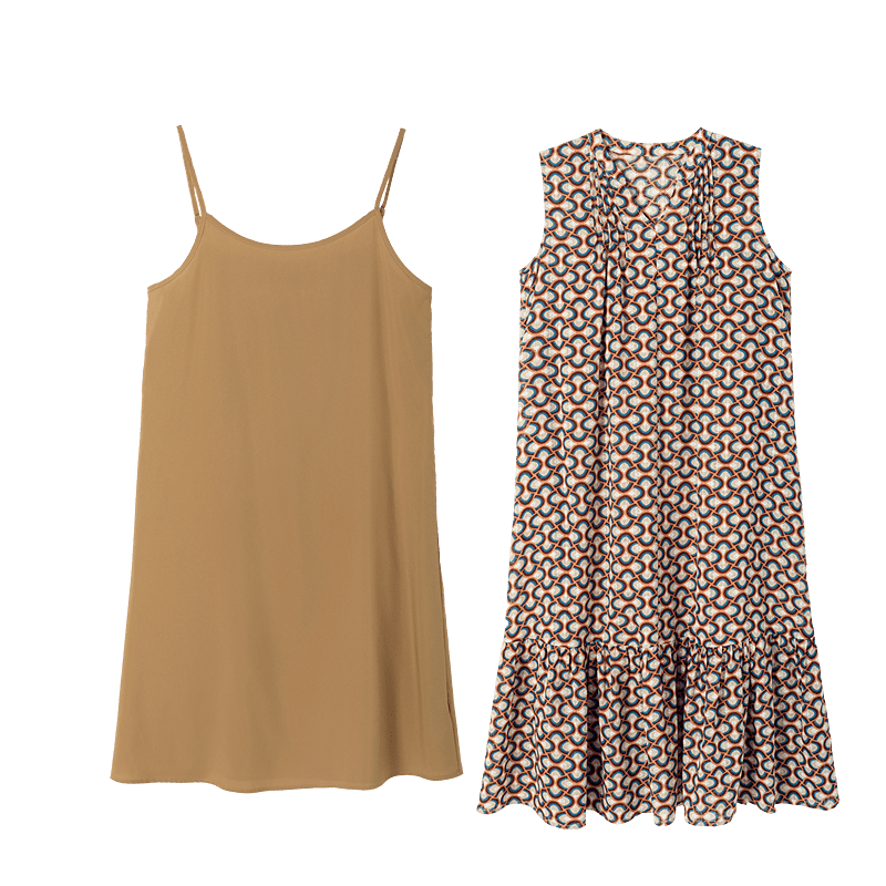 Demana Sweet Urban Summer Lazy V-Neck Chiffon Sleeveless Loose Slim A-Line Dress for Petite Women