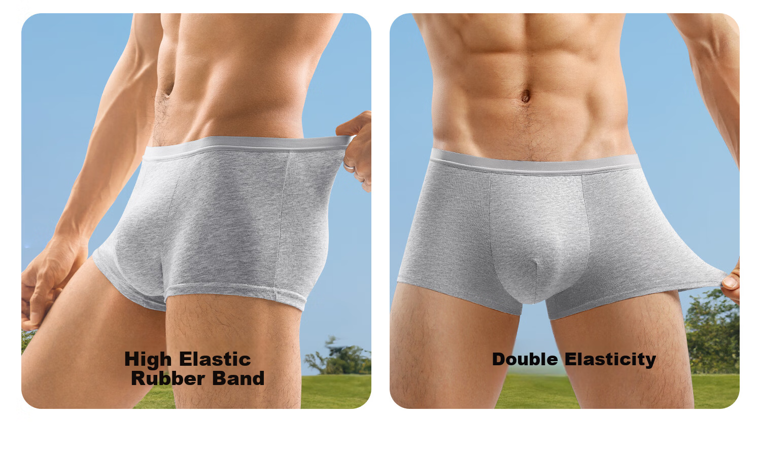 BADIGAO Disposable Men's Boxer Briefs with Pure Cotton Crotch, Large Size Travel Underwear, No-Wash Shorts, 3-Pack 11