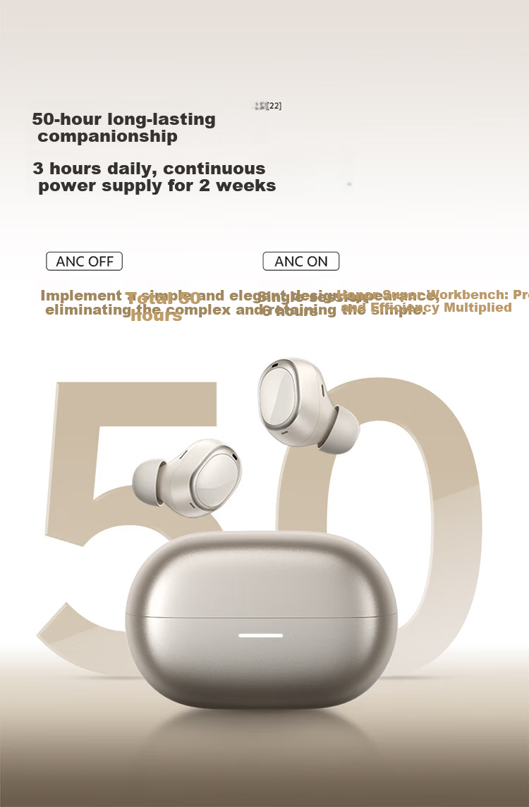 QCY [Major New Product] A30 Wireless Bluetooth Bean-Shaped In-Ear Active Noise Cancelling -60dB Sports Earphones with Adaptive Wind Noise Reduction, Call Noise Cancellation, Long Battery Life, Desert Gold 12