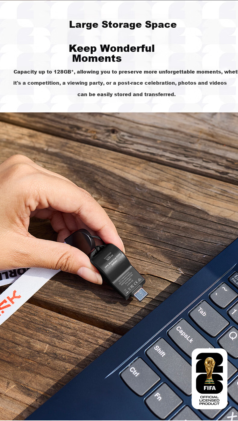 SanDisk 64GB Type-C USB 3.2 Flash Drive FIFA World Cup 2026™ Global Authorized Edition 300MB/s Read Speed Compatible with Mobile Phones, Computers, Tablets USB Drive 3