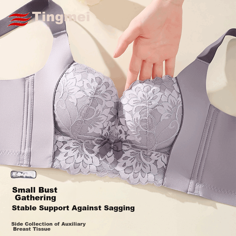 GRACEWELL Lace Push-Up Shaping Bra for Small Bust, Lift and Gather, Anti-Sagging, Side Support, Summer Bra
