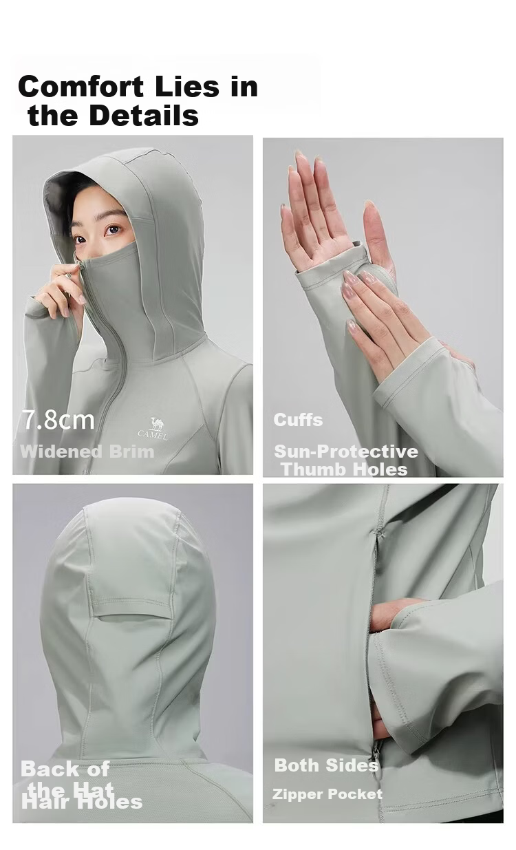 CAMEL Outdoor Original Yarn Sun Protection Jacket 2026 Spring Summer New Women's Ice Cool Breathable Silver Coated Brim Sun Protection Coat 1004 19