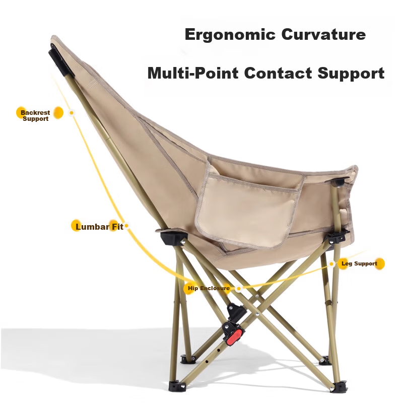 CAMEL Outdoor Folding High-Back Moon Chair Nap Recliner Camping Fishing Portable Armrest Stool Field Sketch Chair 0027