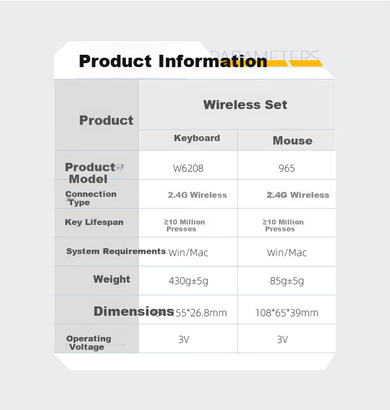 Founder W6202 Classic Black Ultra-thin Waterdrop Keycaps Wireless Keyboard and Mouse Set Lightweight Silent Office Business Keyboard and Mouse for Laptop and Desktop 13