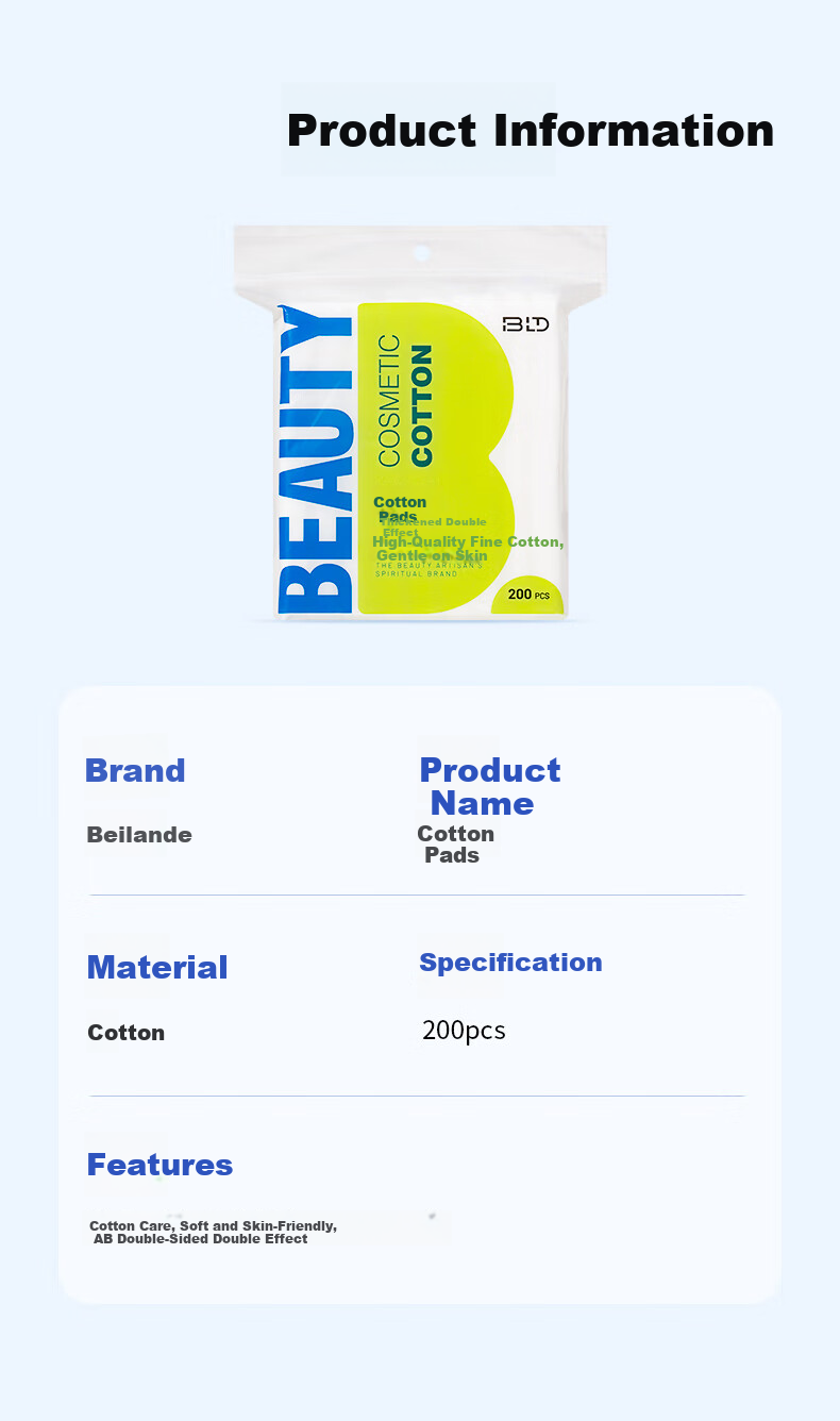 Beautyblend Double-Sided Silky Hydrating Makeup Remover Cotton Pads, 200pcs Bulk Pack (5 Bags) - Xinjiang Cotton 8
