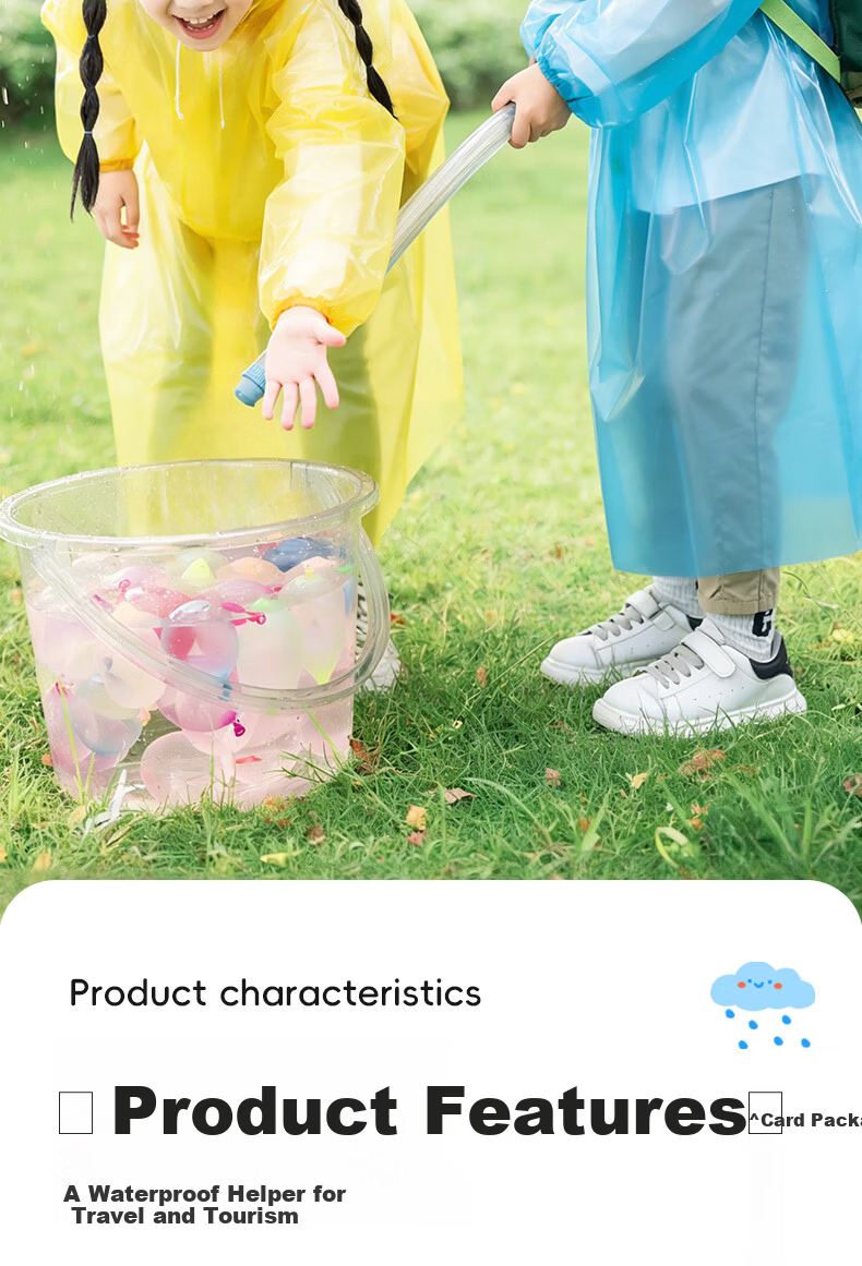 Qihaiqiu Disposable Children's Thickened Raincoat Independent Packaging Full Body Stormproof Student Outdoor Rain Poncho Colorful 10-Pack 2