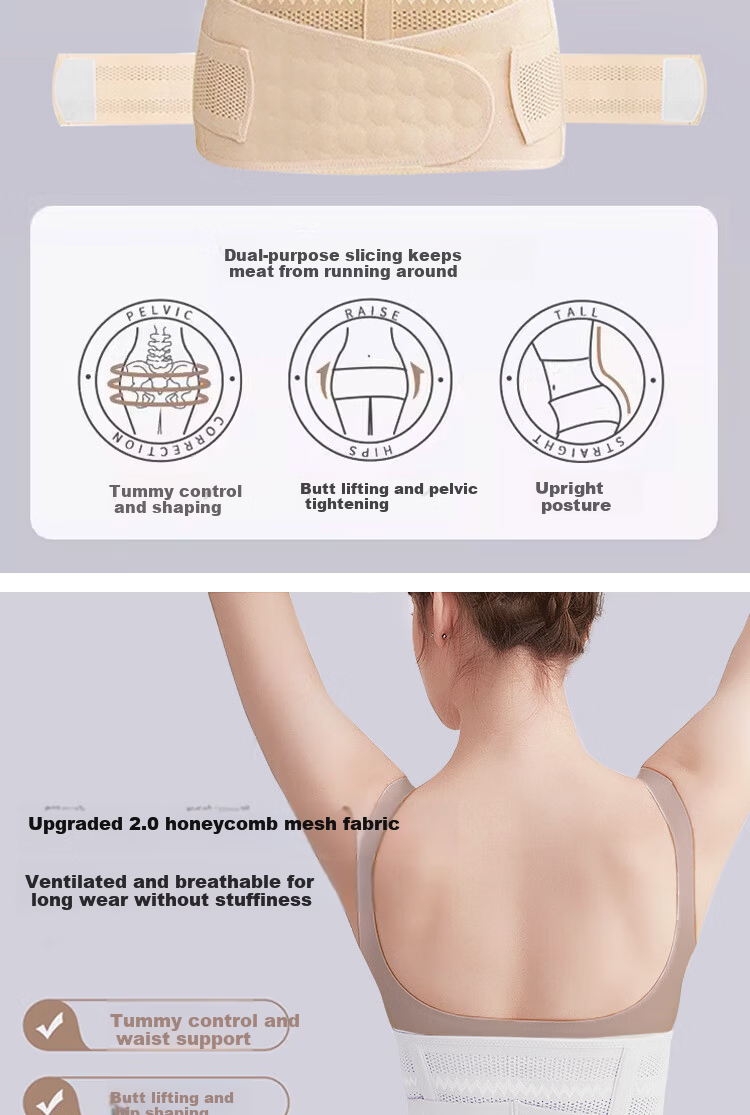 GRACEWELL Postpartum Abdominal Binder and Pelvic Belt 2-Piece Set Breathable Mesh Waist Shaper for Natural and C-Section Recovery 5