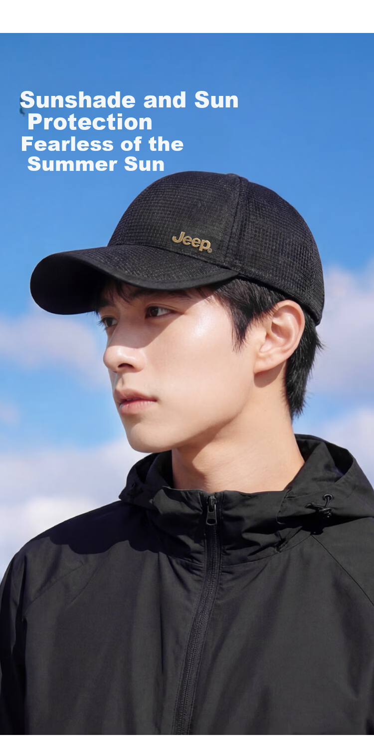 JEEP Breathable Mesh Cap Spring Summer Sun Protection Outdoor Sports Baseball Cap Lightweight for Men and Women Large Head Size 2