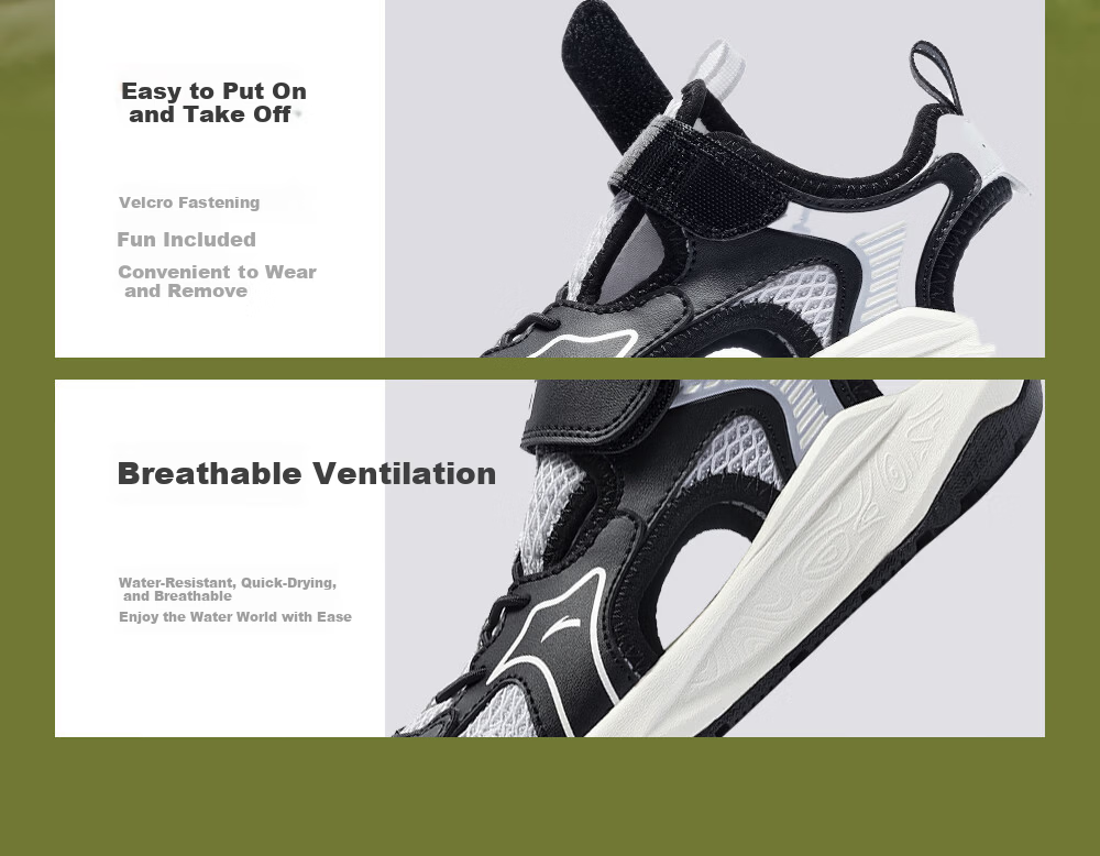 Anta Kids Boys Sandals 2026 Summer Outdoor Breathable Non-slip Closed-toe Beach Shoes A12629935 11