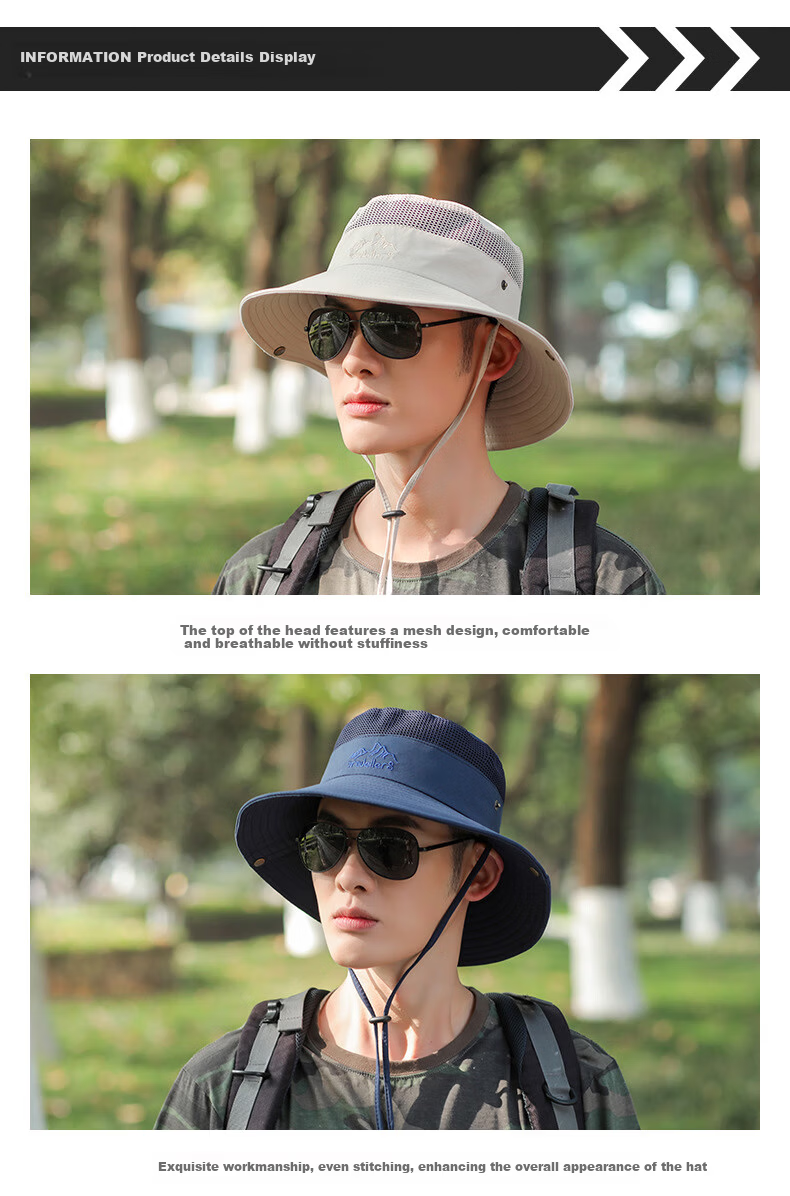 XUEXIMAN Men's Outdoor Fisherman Hat Foldable Sun Hat Fishing Cap for Men 9