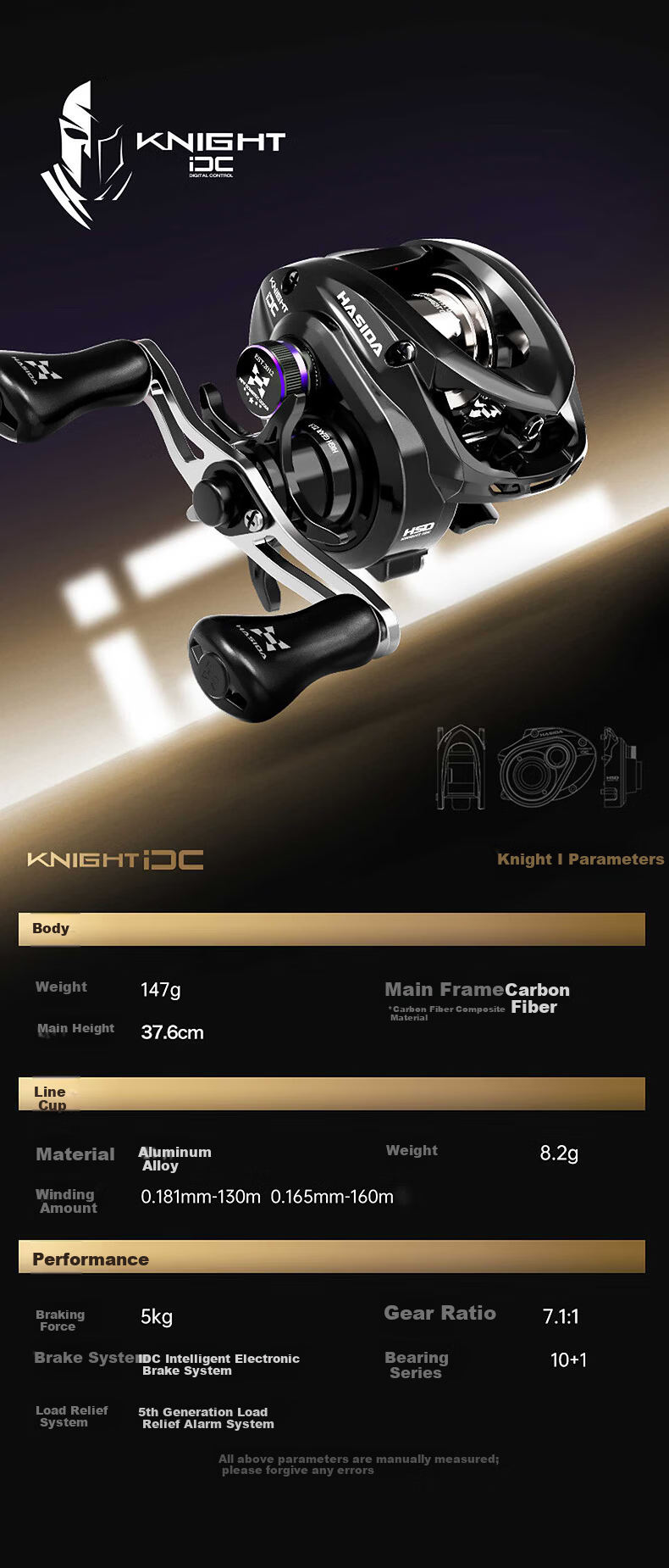 HISTAR Knight DC Electronic Brake Smart Water Drop Reel Right Hand 6