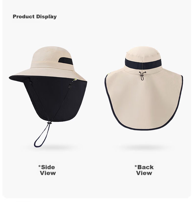 KELME Sun Protection Bucket Hat Summer Hiking Fishing Cap with Neck Flap Unisex Large Brim Sun Hat 10