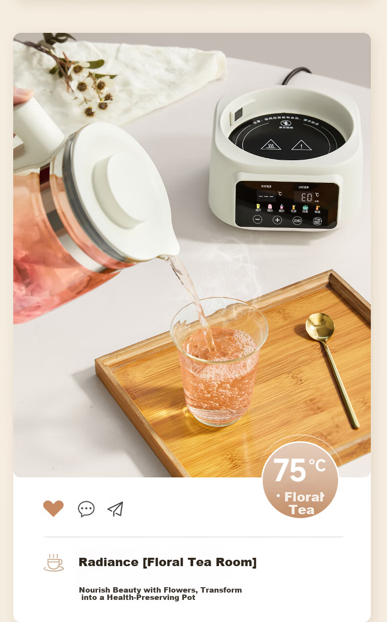 Ankale Full Glass 0 Glue 0 Coating 0 Seam Electric Ceramic Health Pot Stewing Integrated Multifunction Fully Automatic Constant Temperature Pure Glass Baby Milk Warmer 24-Hour Insulation AJL-DT02 14