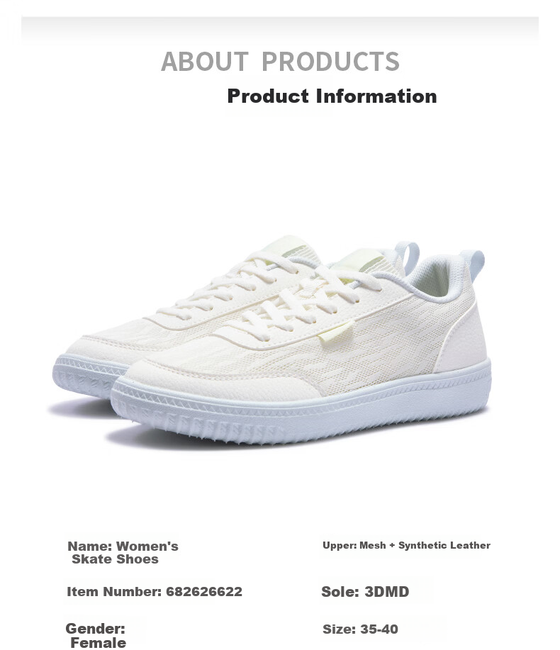 361° Women's Sports Sneakers Spring Summer Breathable Trendy Casual White Shoes 682626622-1 15