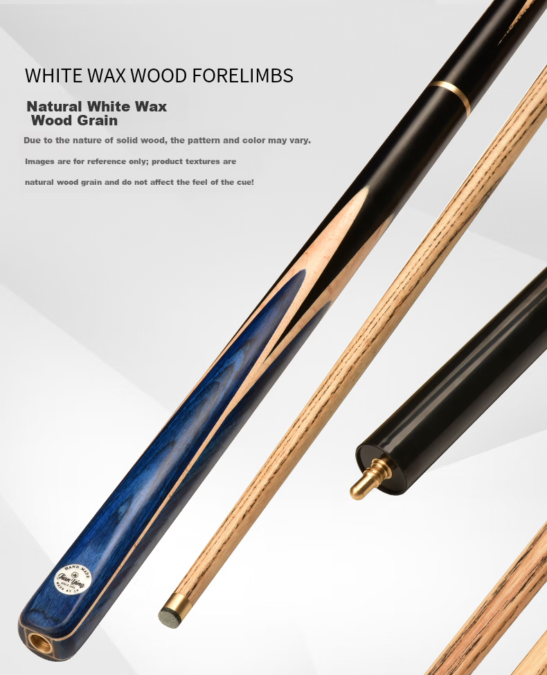 Jianying Billiard Cue Small Tip Chinese Black 8 Eight-Ball English Snooker White Waxwood Split Universal Pool Cue Blue Dragon 17