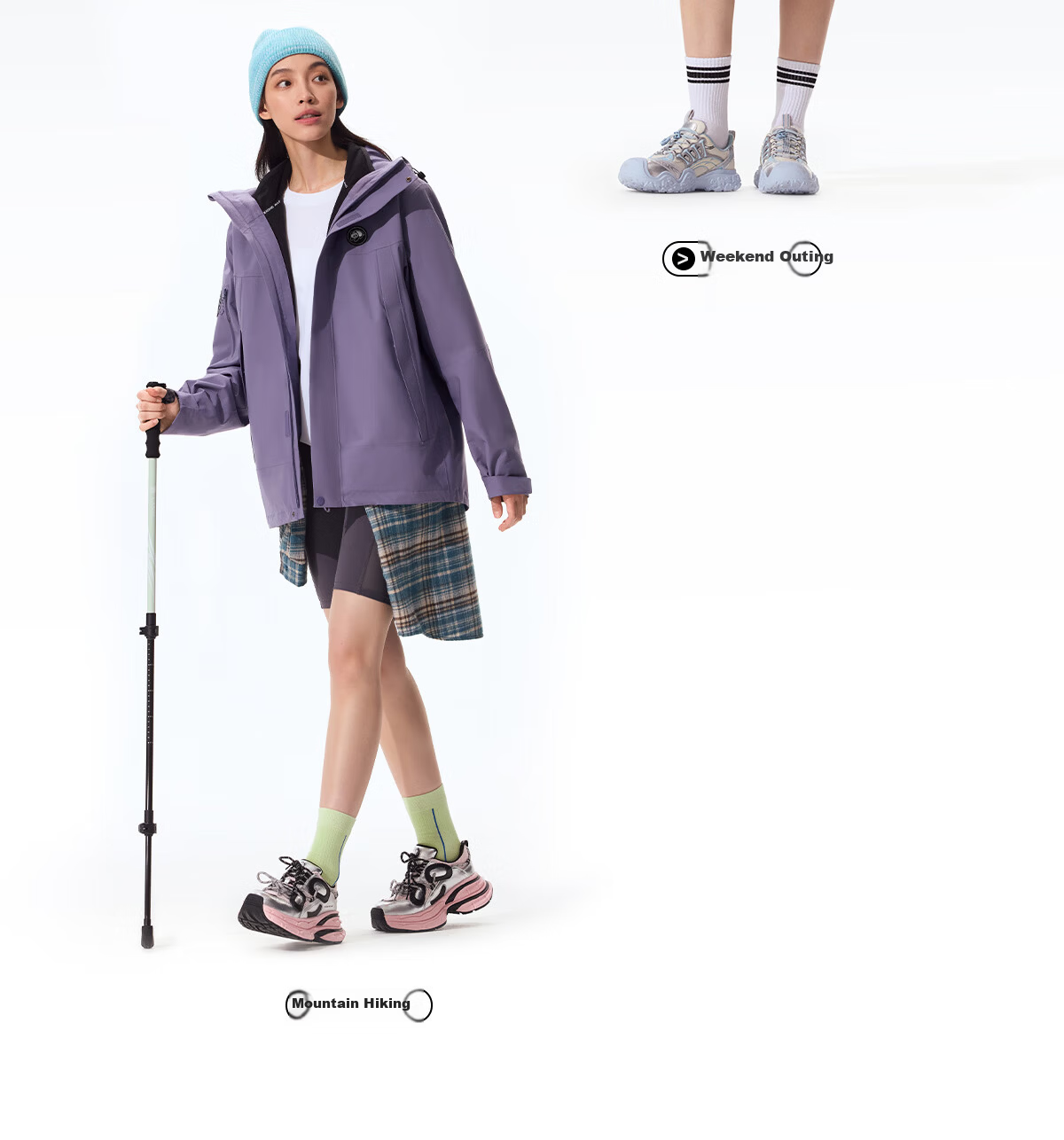 Xiongmao Zhang Yuxi Same Style Outdoor Three-In Jacket for Men And Women, Triple Protection Color-Block Hiking Coat, Midnight Purple, L 5