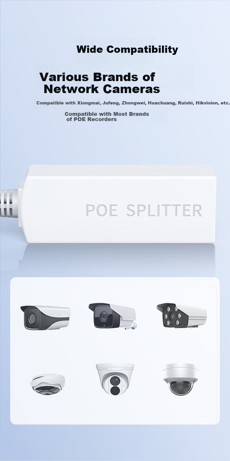 DOREWIN PoE Repeater Isolated National Standard Repeater Switch Camera Network Extender PoE One-to-Two 2