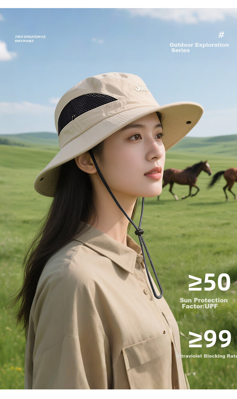 JEEP Men's Summer Sun Protection UV Shield Outdoor Hiking Fishing Sun Hat Fisherman Cap 15