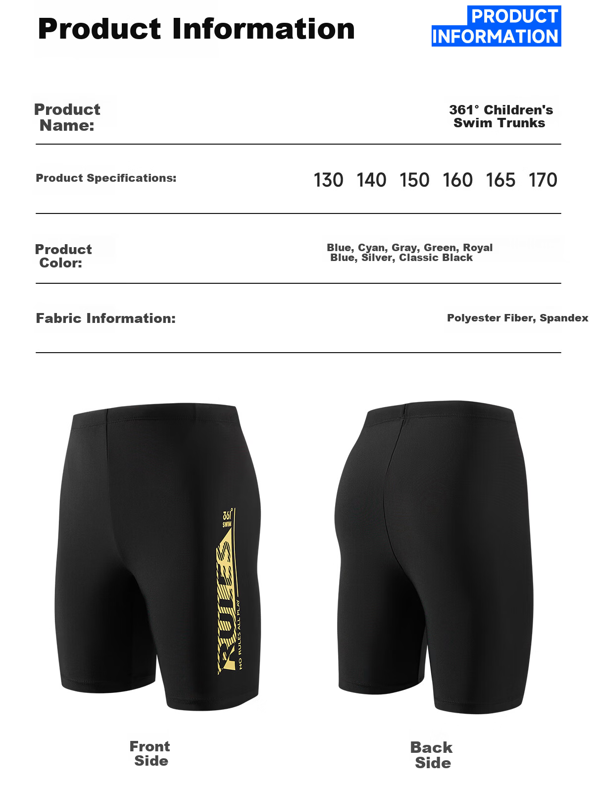 361° Kids Boys Youth Professional Training Swim Trunks Breathable Quick-Dry Sports Shorts Swimwear 9