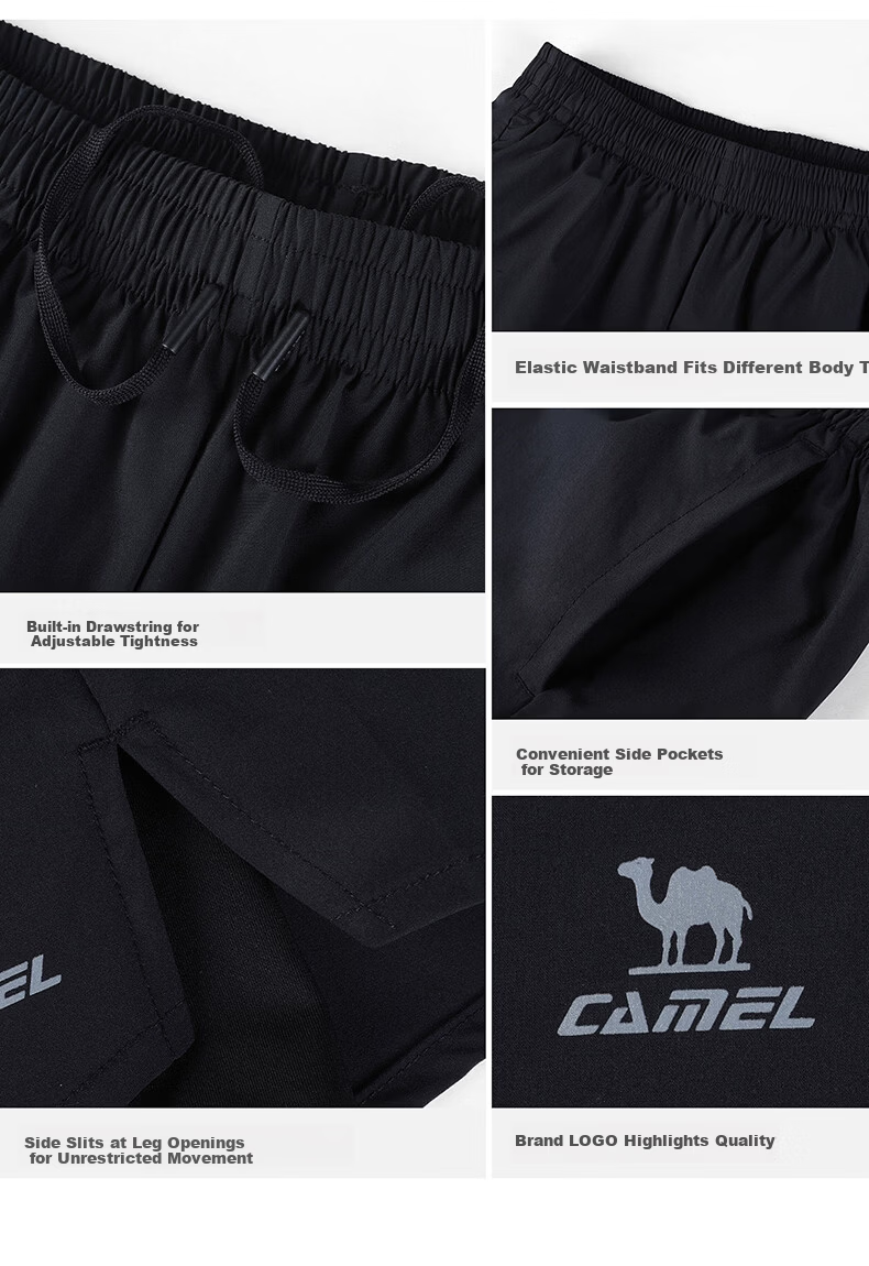 CAMEL Quick-Dry Men's Sports Shorts Anti-Exposure Fitness Training Running Pants C16BA4L0075 Fluorite Green XL 14