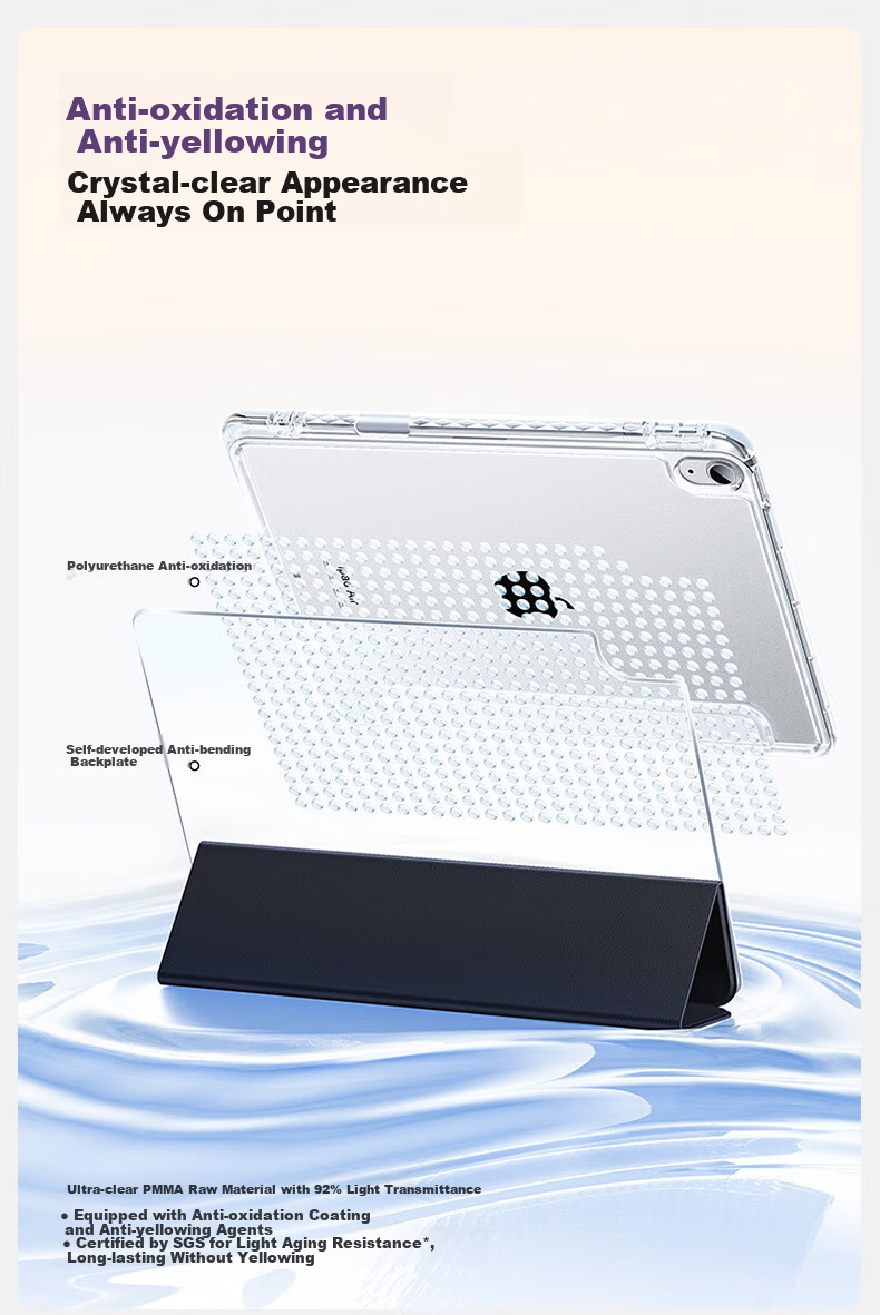 Shanmo IPad Pro 2025/24 Case, 11-Inch IPad Pro Protective Cover with Pencil Holder, Transparent Acrylic Gray Shockproof Slim Anti-Bend Case 6