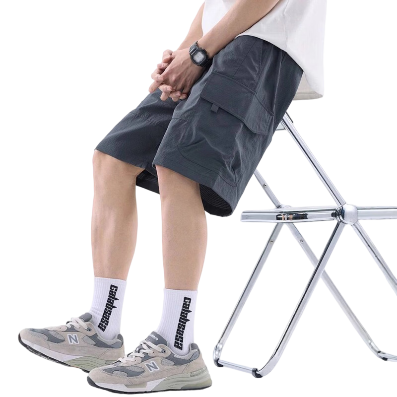 JEEP Men's Summer Ice Silk Casual Cargo Shorts Loose Quick-Dry Sports Five-Point Pants Dark Gray XL
