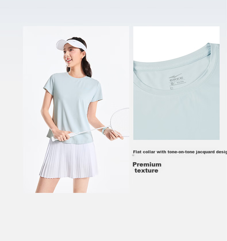 Erke Women's Crew Neck Short Sleeve Knit Shirt Summer Ice-Feel Functional T-Shirt Sports Running Casual Base Layer Top 10
