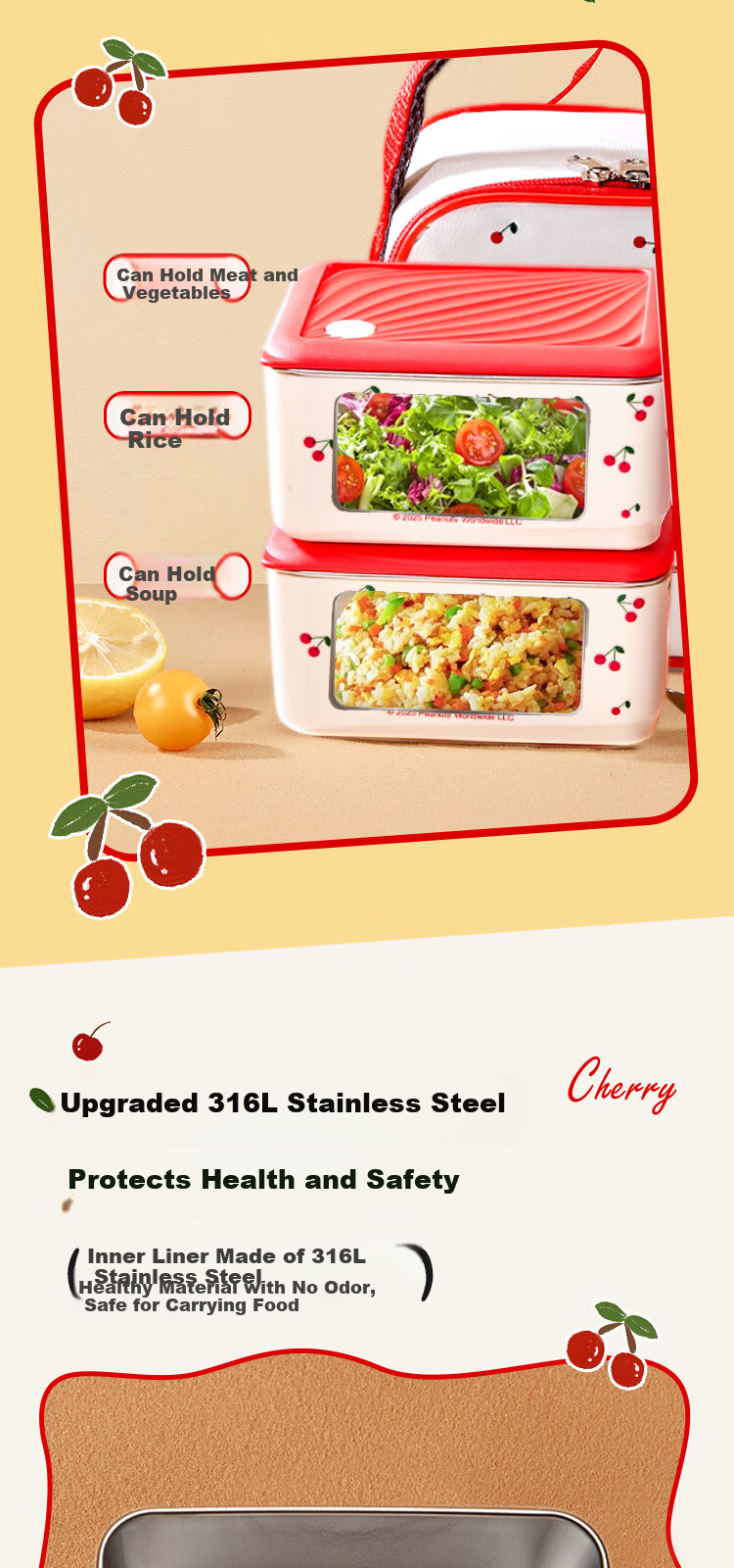 SNOOPY Insulated Lunch Box Bag Set of 4 Portable Thermal Cooler Bento Bags for Students and Office Workers 5