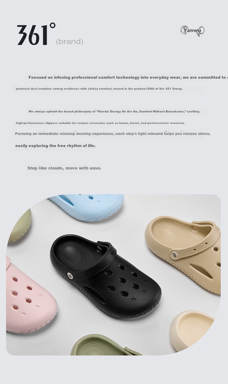 361° Women's Summer 2026 New Anti-Slip Soft Sole Outdoor Hole Shoes Breathable Fashion Sandals 18