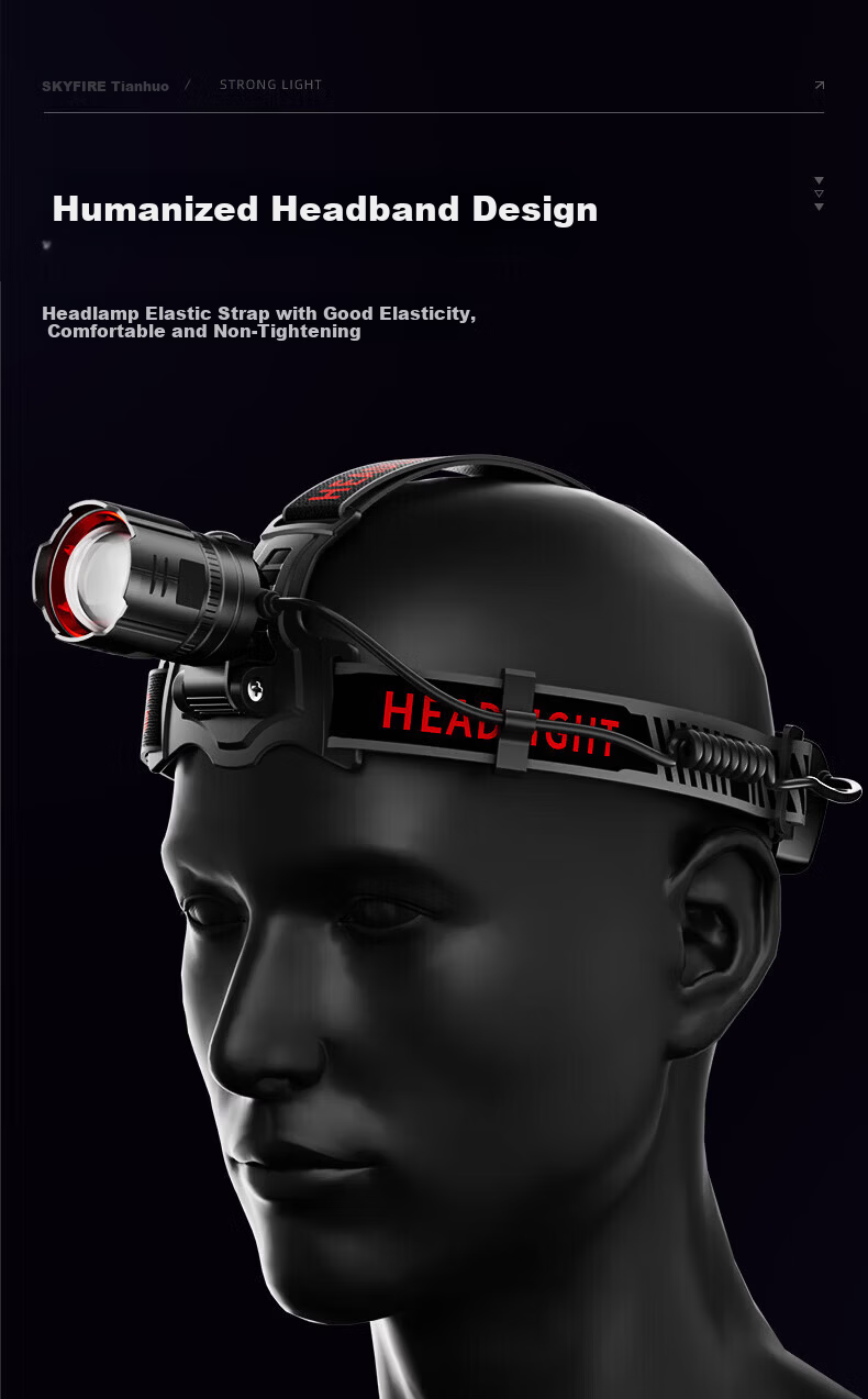 SkyFire Headlamp, High-Intensity Outdoor Head-Mounted Night Fishing, Ultra-Long Battery Life of 72 Hours, Specialized Lighting for Fishing, Mountaineering And Caving 6