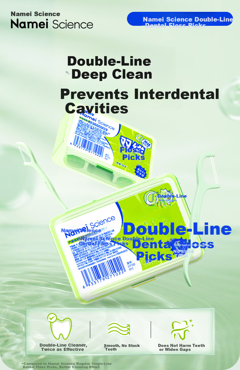 Namei Double-Thread Ultra-Fine Dental Floss Picks Toothpicks Teeth Cleaning Floss Family Pack Convenient Box 1 Box*60 Pieces 1