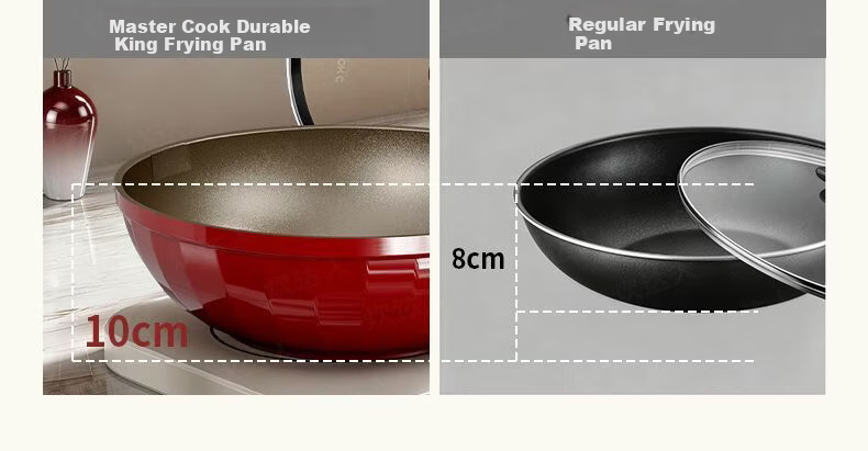 CHUI DA REN Wear-Resistant King Titanium Non-Stick Frying Pan Household Oil-Gathering Flat Bottom Gas and Induction Cooker 0 Fluorine Coating Stir-Fry Pan 17