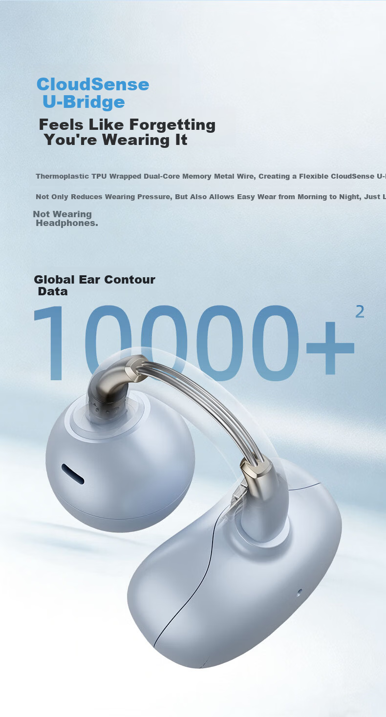 Laiteyi Ear Star Chen [2026 Latest Model] Bluetooth Clip-On Bone Conduction Concept Wireless Open-Ear Sports Running Headset Long Battery Life Ear-Hook 2