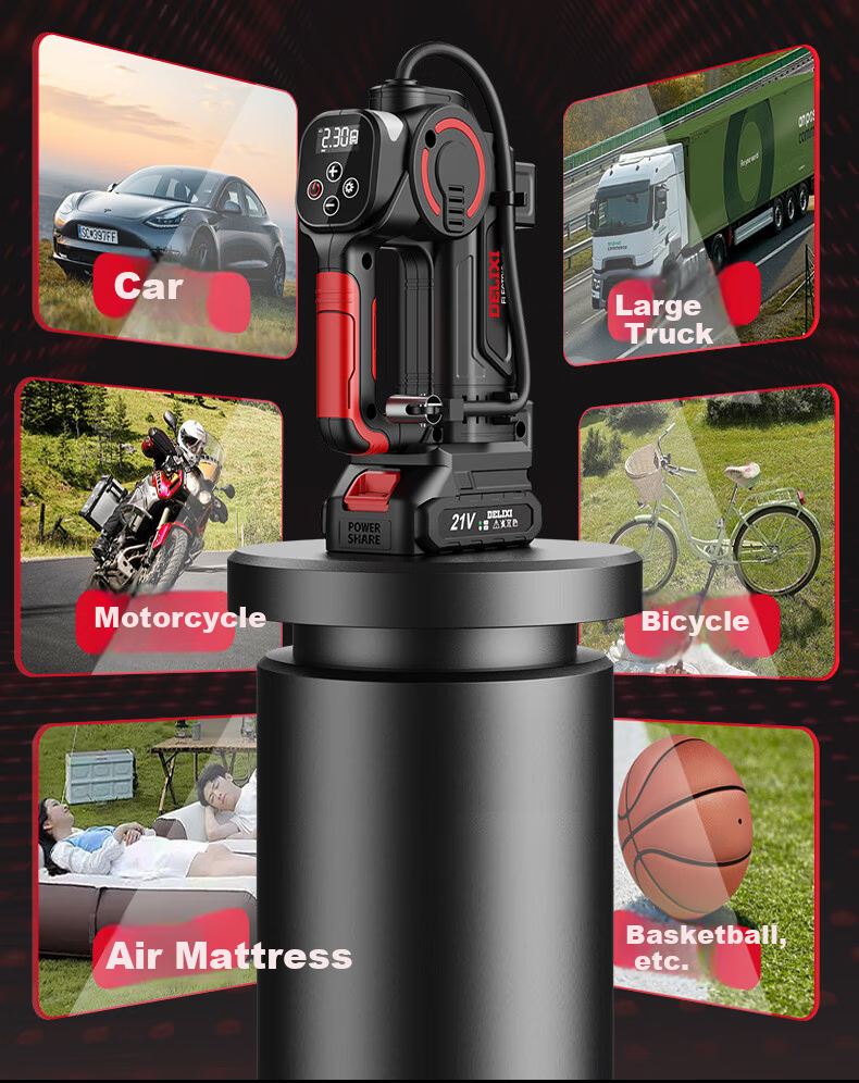 DELIXI ELECTRIC 12V Car Emergency Jump Starter Power Bank with Built-in Air Compressor and Strong Battery Boost 8