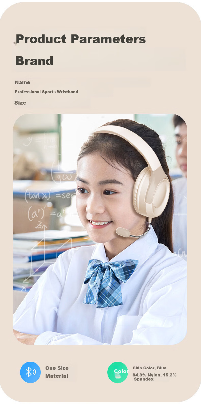 EZHK Children's In-Ear Monitor Headphones Noise-Canceling Bluetooth Over-Ear Headset for Students Ages 6-15 Reading and Learning Gift for Boys and Girls 8