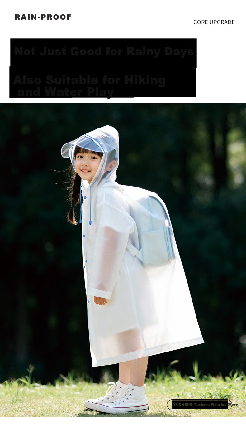 Yucheng 2026 New Disposable Children's Raincoat for Primary School Students with Backpack Slot, Long Thickened Portable Travel Raincoat 11
