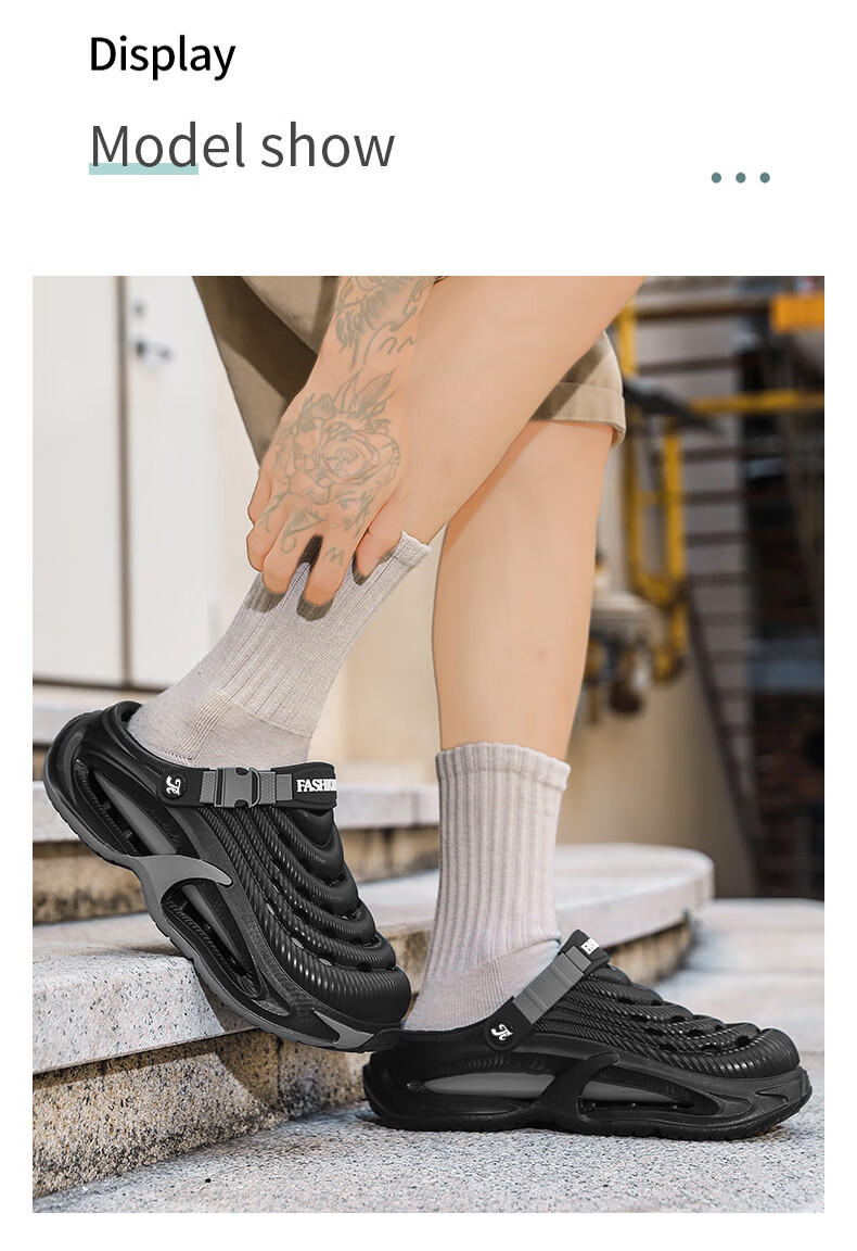 TonLion Men's Summer 2026 Thick-Soled Dual-Use Sandals Fashion Beach Shoes Black Gray Size 38/39 12