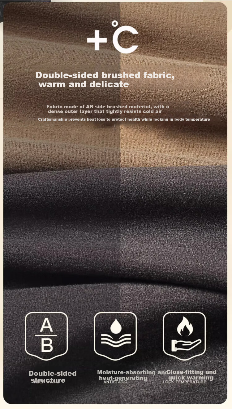 LangSha Men's Thermal Underwear 10A Antibacterial Anti-Mite Double-Sided Fleece Heating Autumn Shirt and Pants Set with German Velvet 4