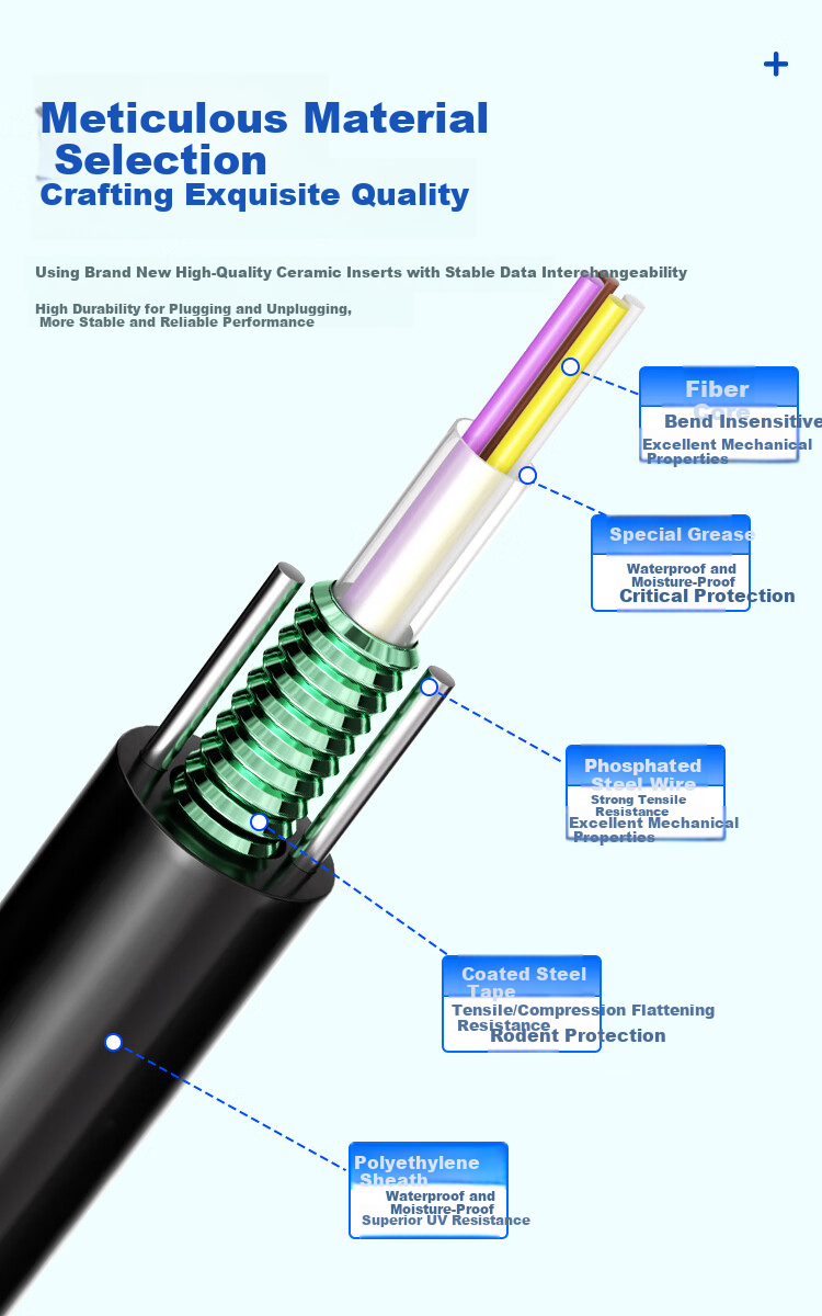 AIENKIS Outdoor Single-Mode Armored Pre-Terminated Fiber Optic Cable 2-Core SC Connector 2-Core Fiber Patch Cord Fusion-Free Outdoor Aerial Cable 50m AK-TW2-50SC 4