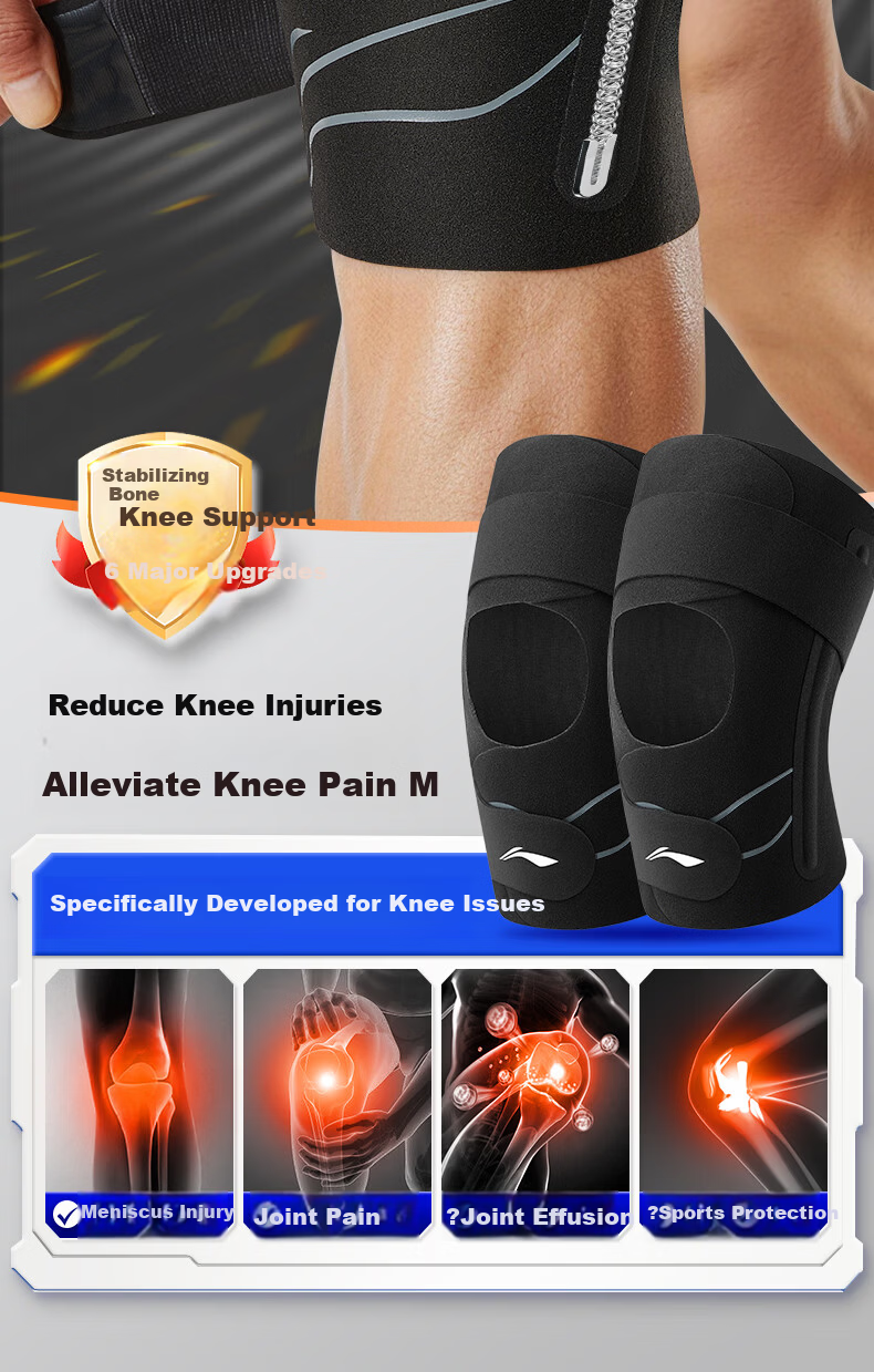 Li-Ning Knee Pads Summer Lightweight Protective Meniscus Injury Prevention Unisex Arthritis Support for Mountaineering Basketball Badminton Running 6