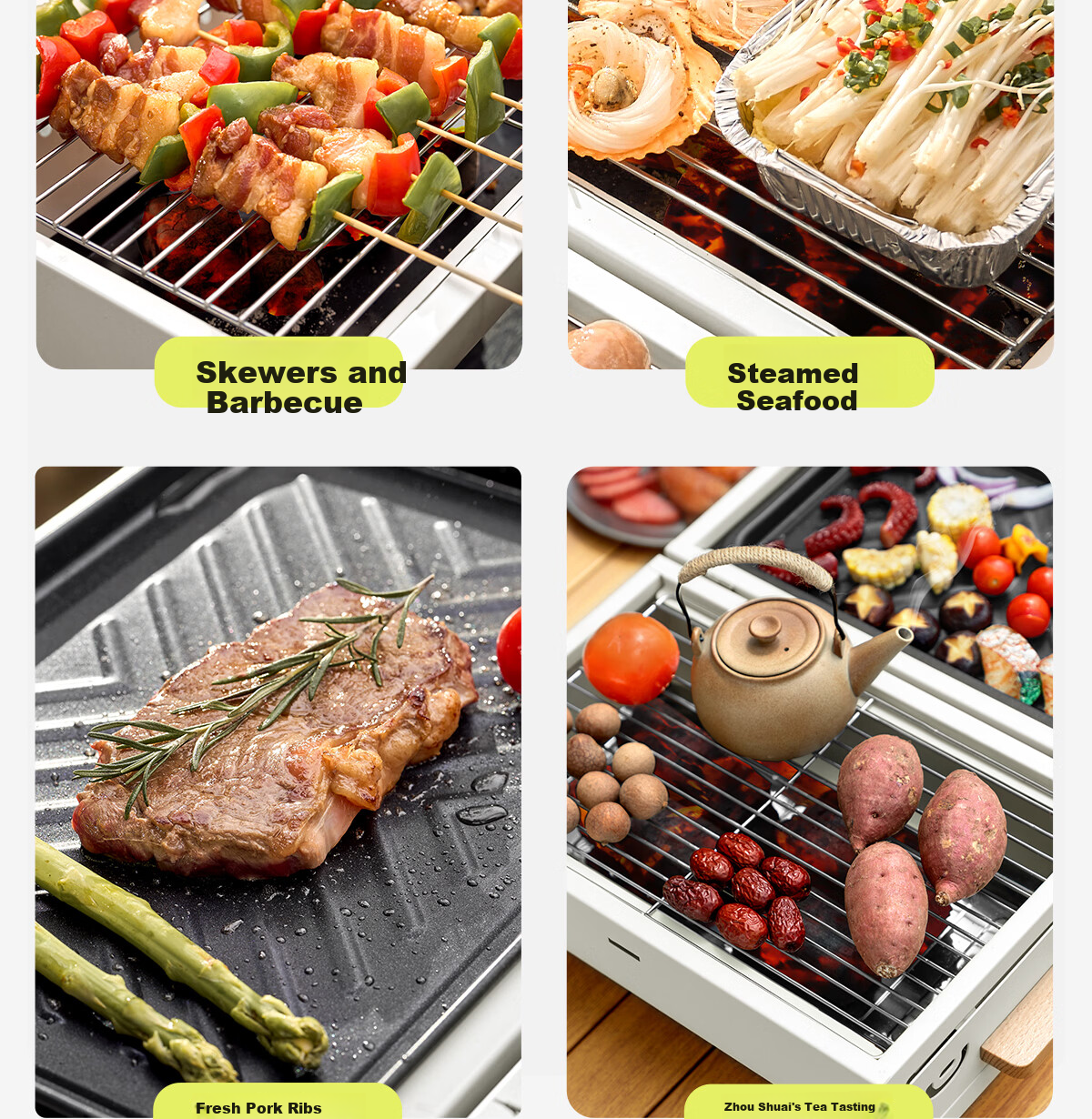 Beishanlang Outdoor Double-Sided Charcoal Grill Portable Home Patio Dual-Use BBQ Grill with Griddle SK263 14